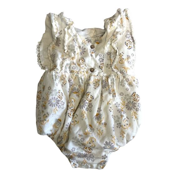 Rachel Zoe Baby Floral Cream Romper with Key Hole Back Size 3-6 Months - Picture 1 of 5